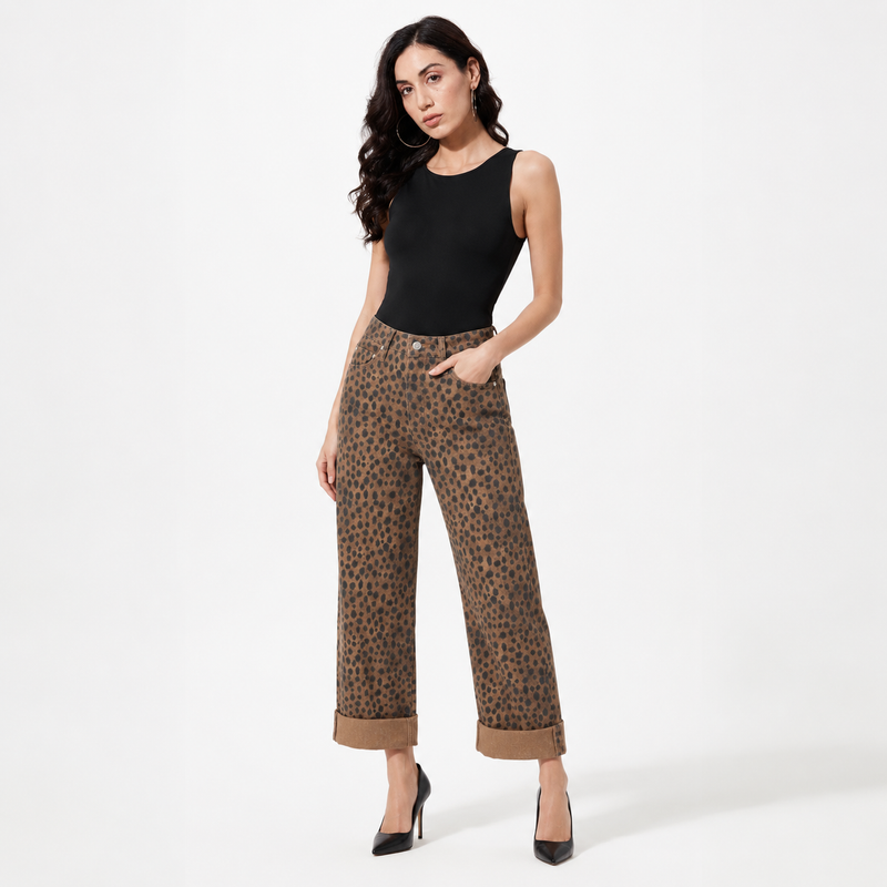 PANTALÓN VAQUERO BAGGY LEOPARDO
