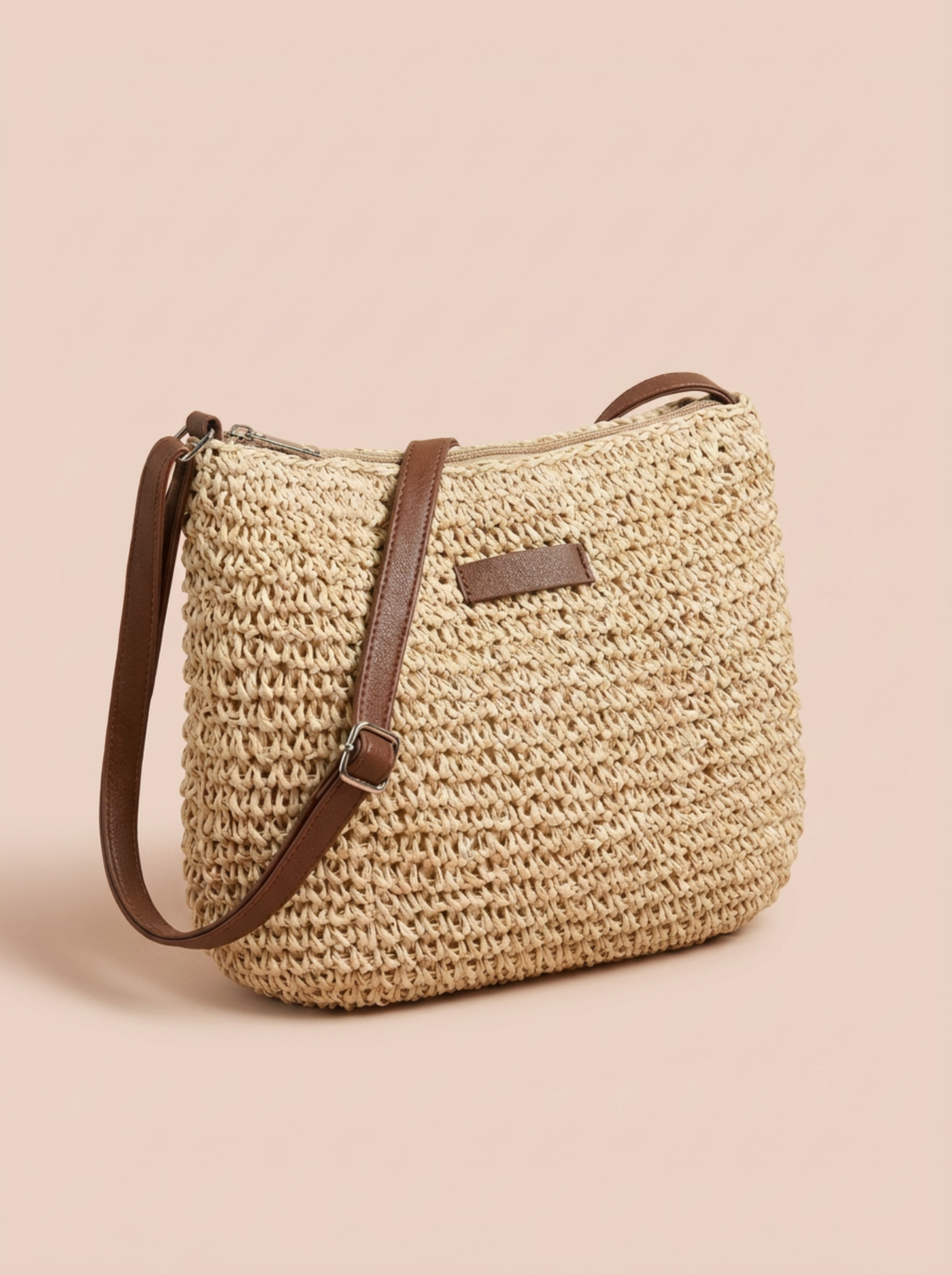 BOLSO BANDOLERA EFECTO RAFIA | MUJER