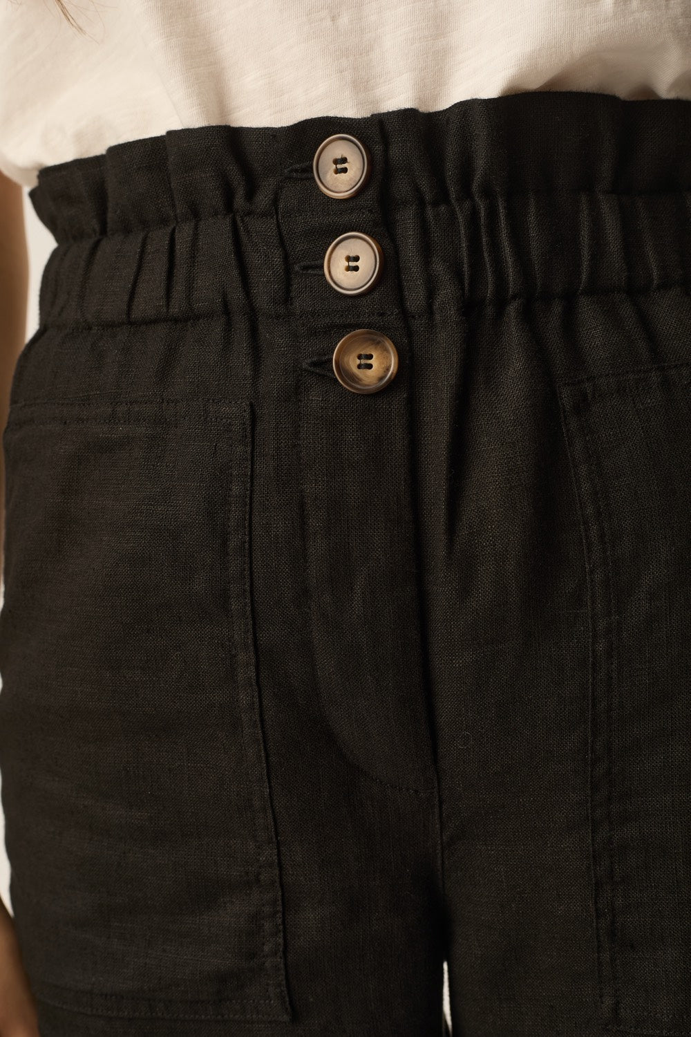 ESTELLE | PANTALÓN ANCHO DE LINO NEGRO