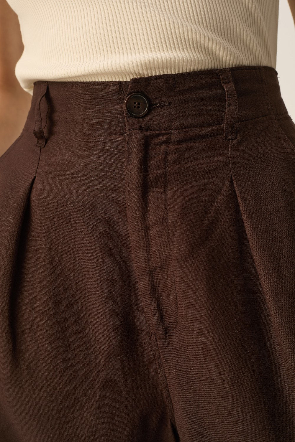 ESPIZA | PANTALÓN ANCHO MARRÓN OSCURO