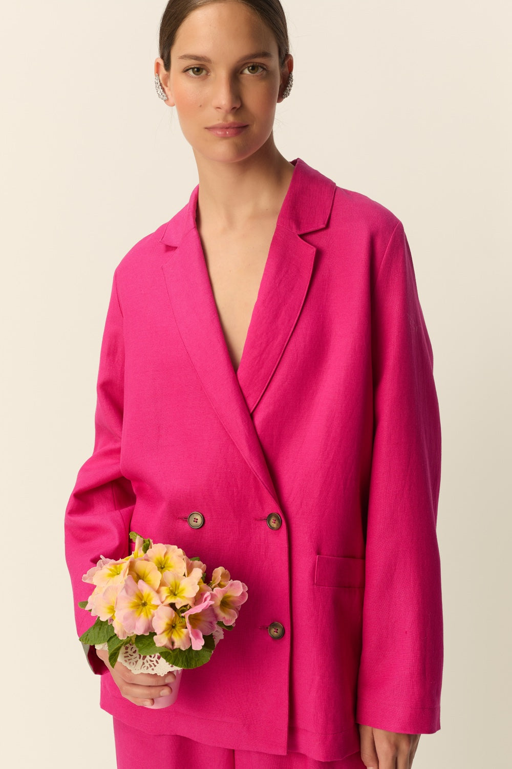 SIMON | BLAZER DE DOBLE BOTONADURA FUCSIA