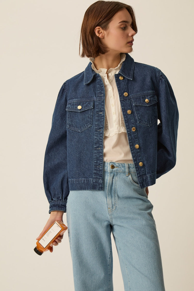 QARA | CHAQUETA VAQUERA AZUL ÍNDIGO