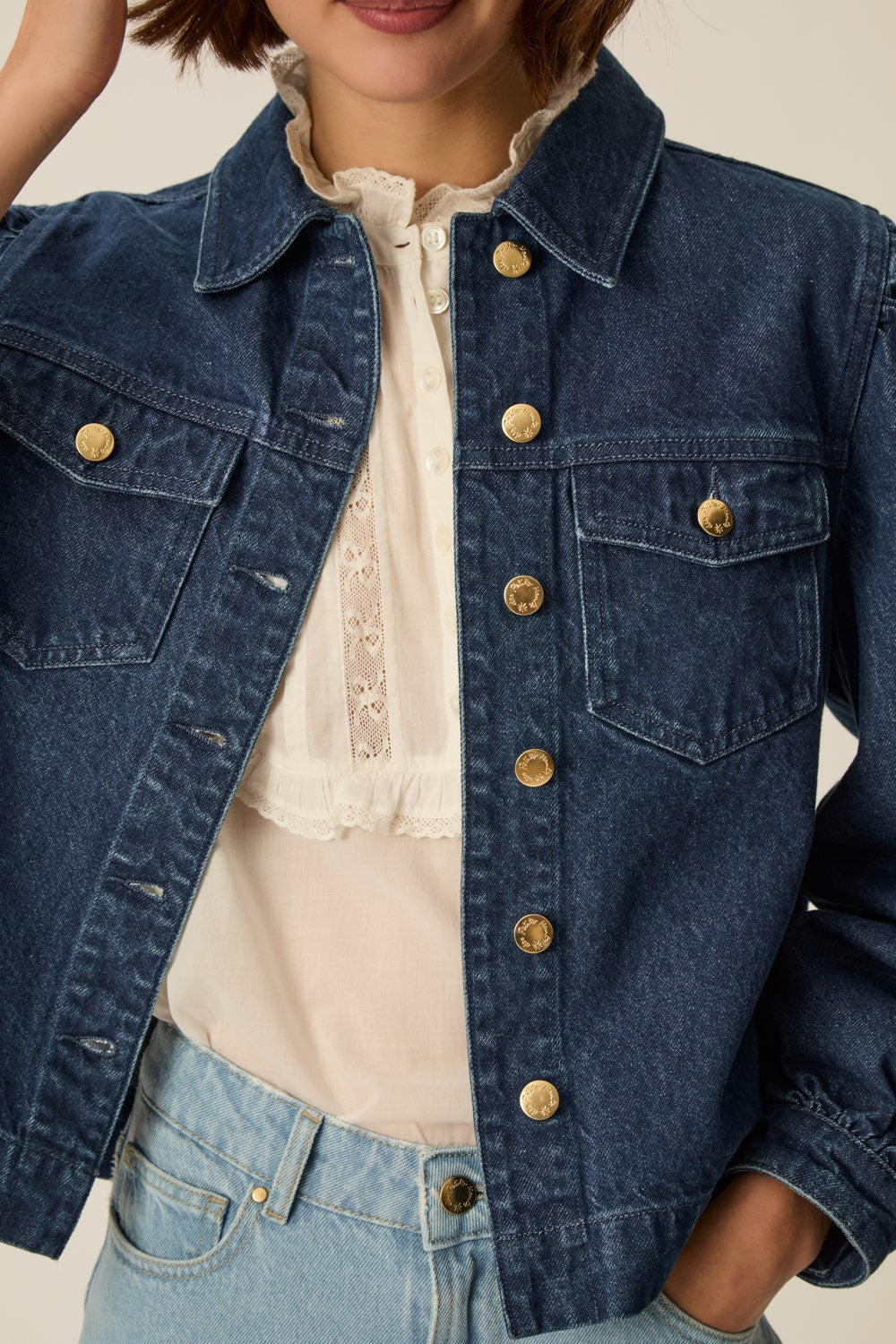 QARA | CHAQUETA VAQUERA AZUL ÍNDIGO
