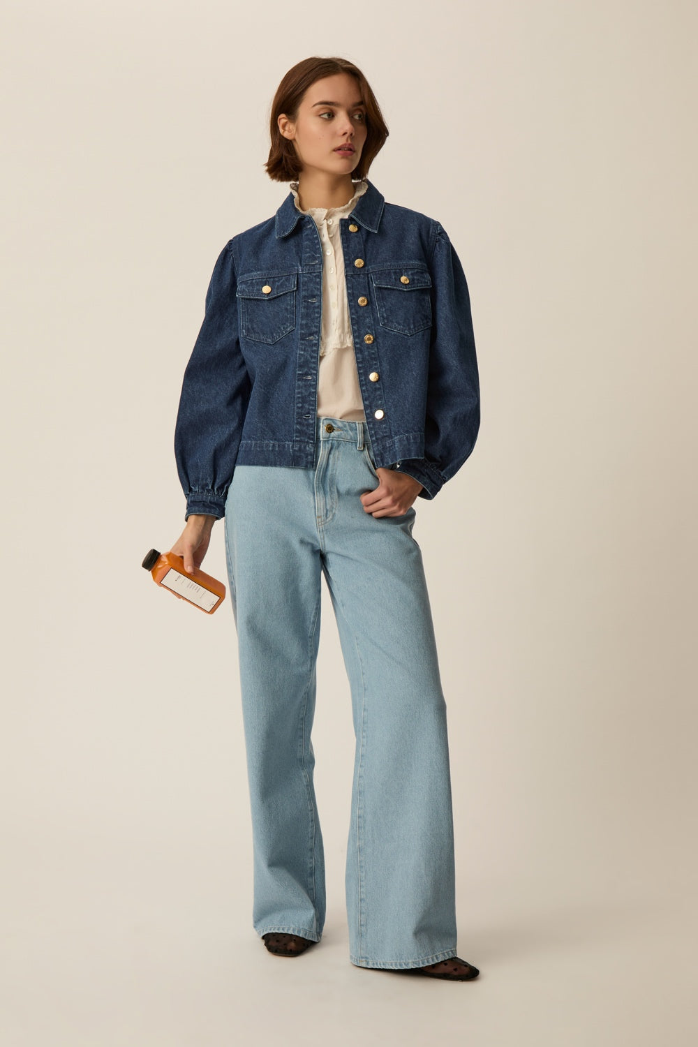 QARA | CHAQUETA VAQUERA AZUL ÍNDIGO
