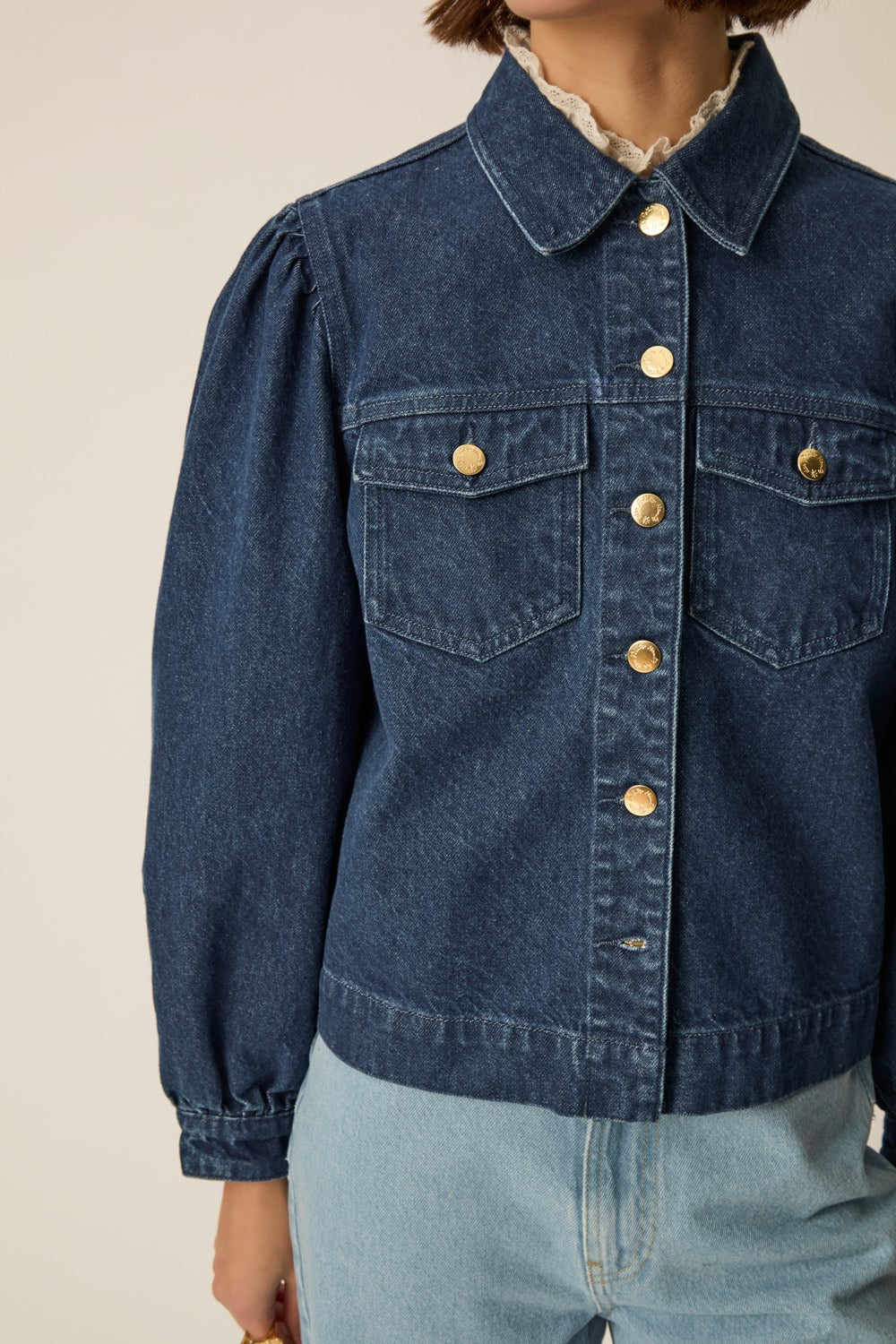 QARA | CHAQUETA VAQUERA AZUL ÍNDIGO