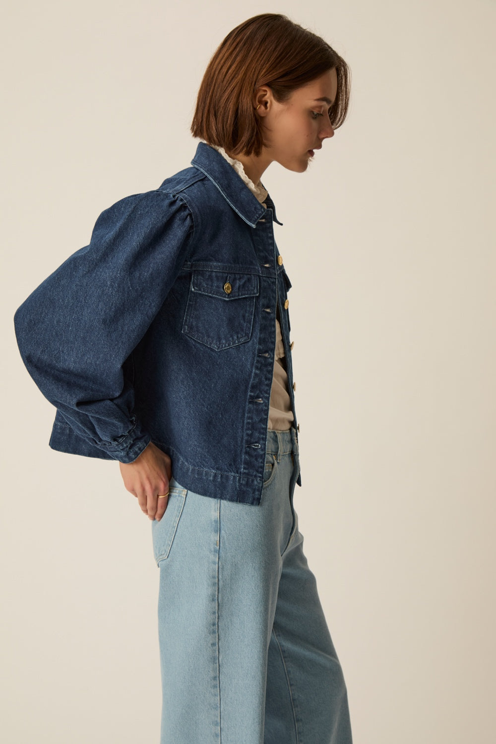 QARA | CHAQUETA VAQUERA AZUL ÍNDIGO