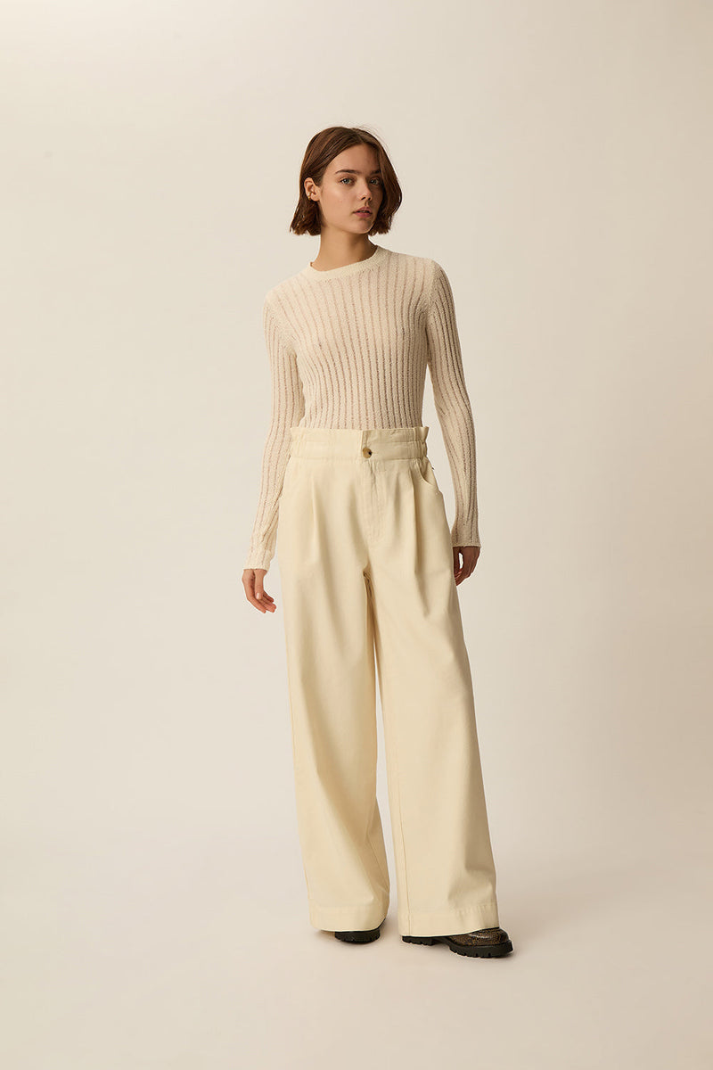 LOULOU | PANTALÓN ANCHO COLOR CREMA