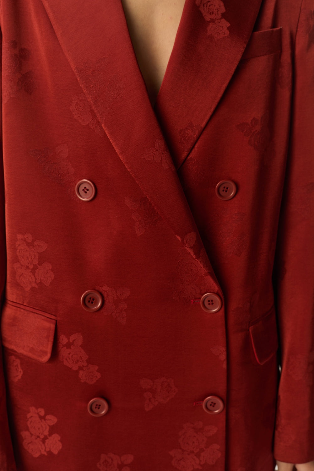 SUZIE | BLAZER DE JACQUARD FLORAL TERRACOTA