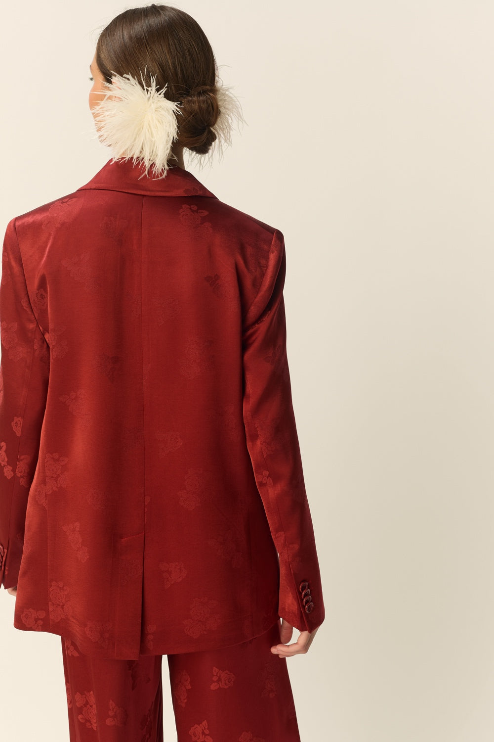 SUZIE | BLAZER DE JACQUARD FLORAL TERRACOTA