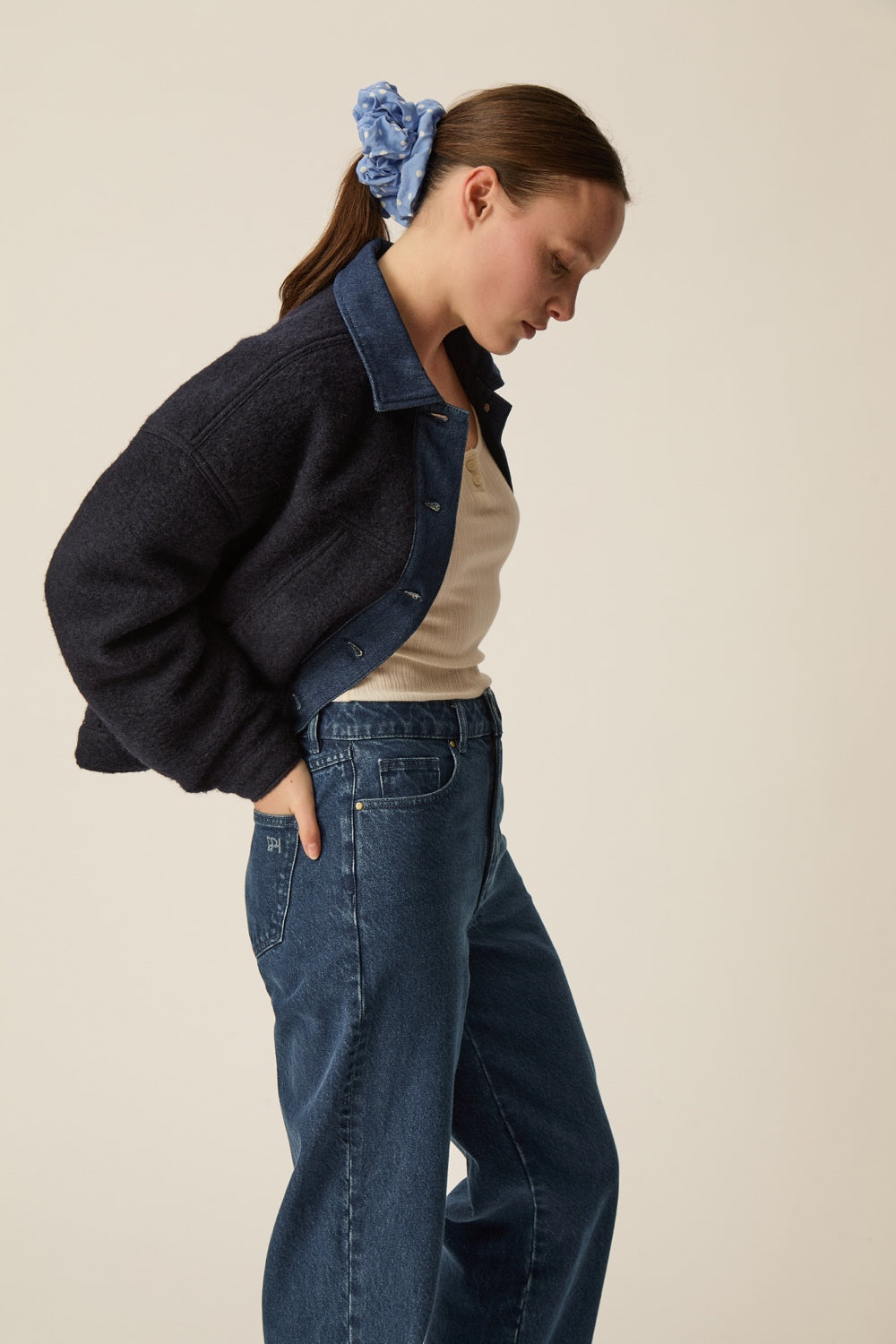 LOVA | CHAQUETA DE DENIM Y LANA AZUL MARINO