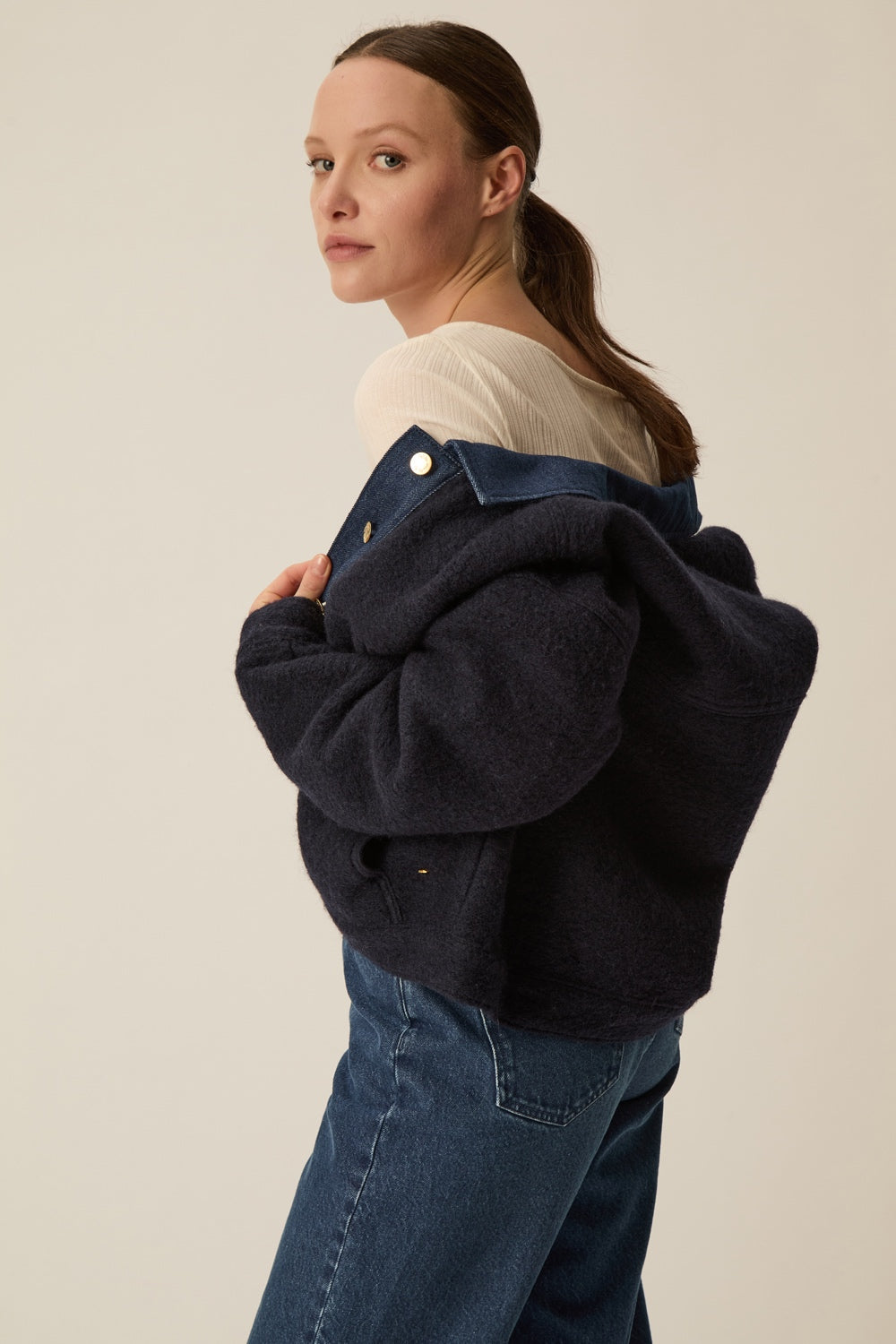 LOVA | CHAQUETA DE DENIM Y LANA AZUL MARINO
