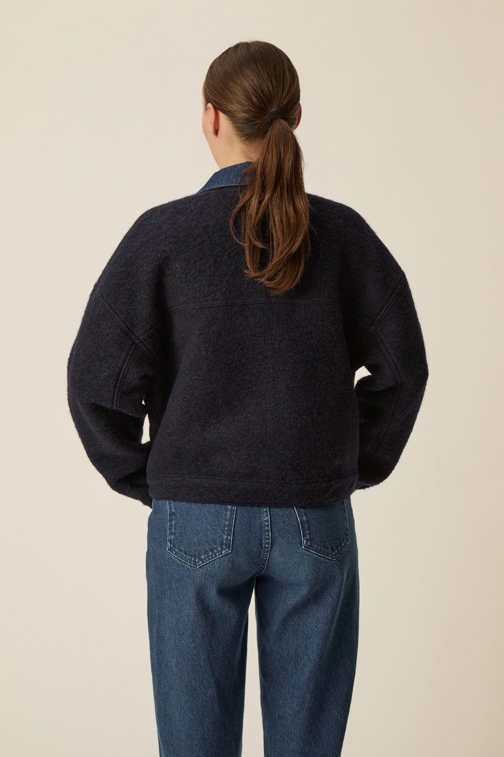 LOVA | CHAQUETA DE DENIM Y LANA AZUL MARINO