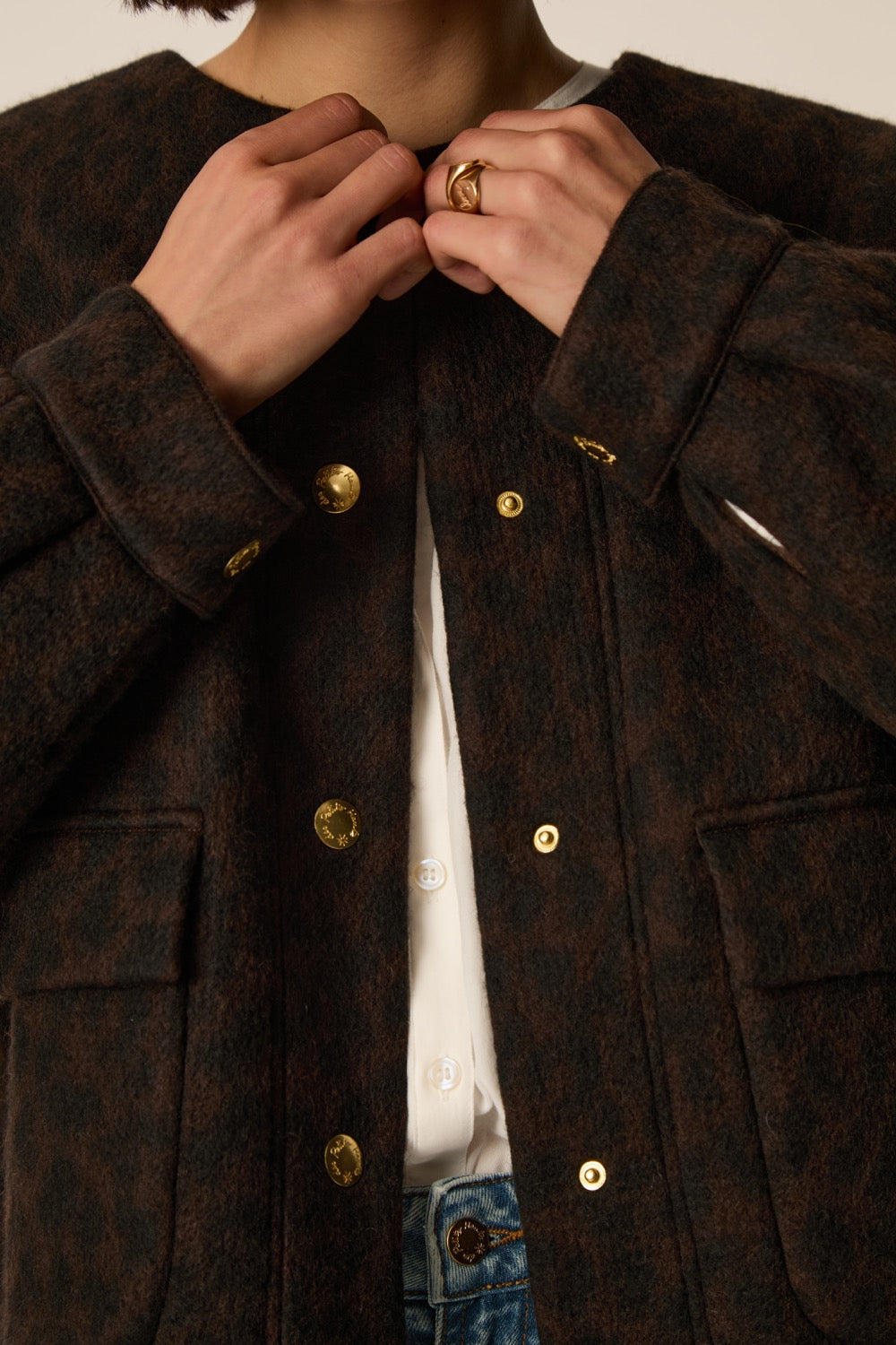 ISADORA | CHAQUETA CORTA DE LANA CON ESTAMPADO DE LEOPARDO
