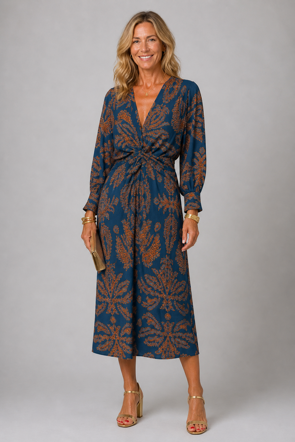 MIDNIGHT BLOOM | VESTIDO MIDI AZUL MARINO