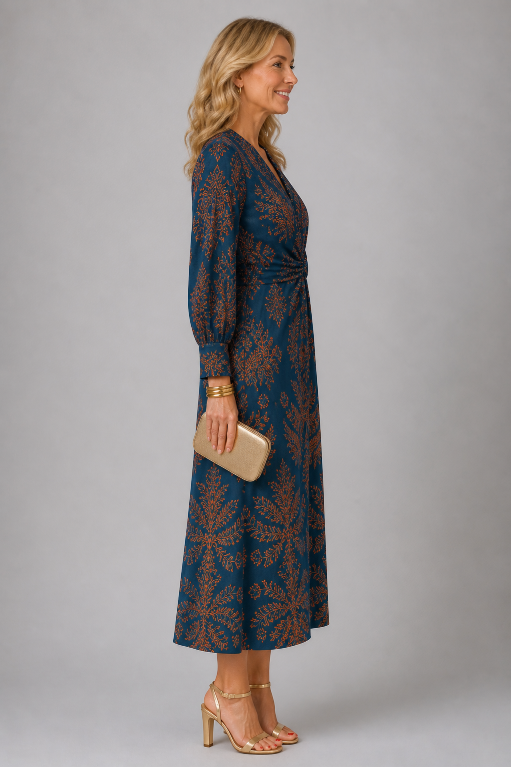 MIDNIGHT BLOOM | VESTIDO MIDI AZUL MARINO