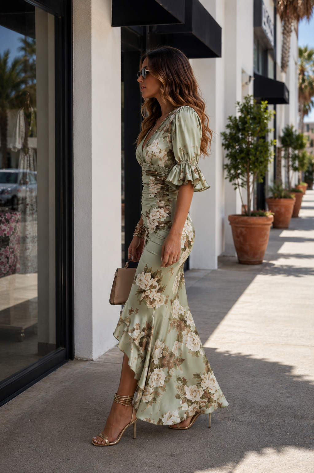 SERENA | VESTIDO MIDI FLORAL DRAPEADO
