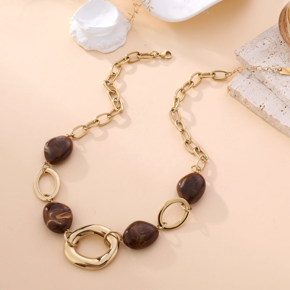 ÉCLAT | COLLAR DORADO DE ESLABONES CON DETALLES DE PIEDRA