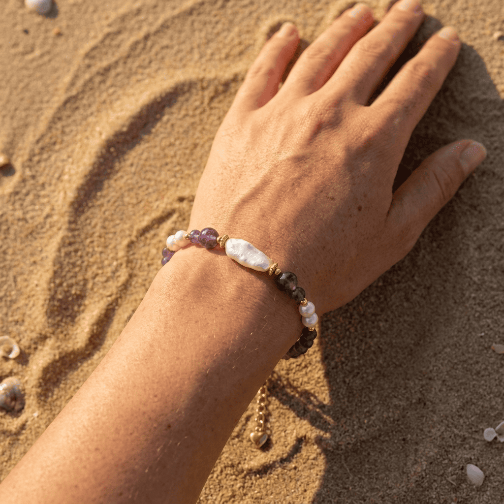 PULSERA AMATISTA DORADA