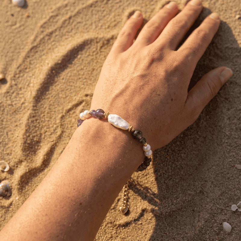PULSERA AMATISTA DORADA