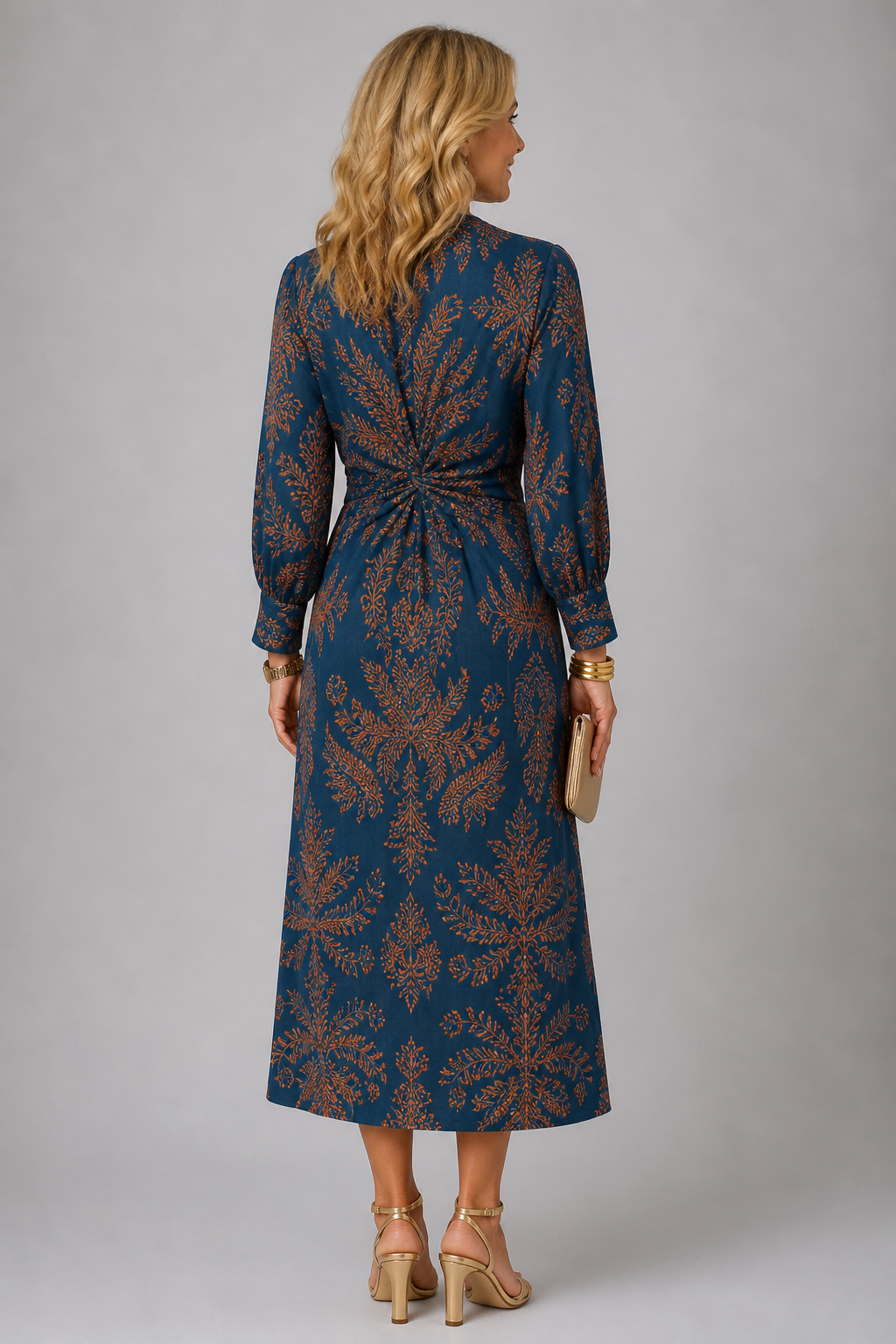 MIDNIGHT BLOOM | VESTIDO MIDI AZUL MARINO