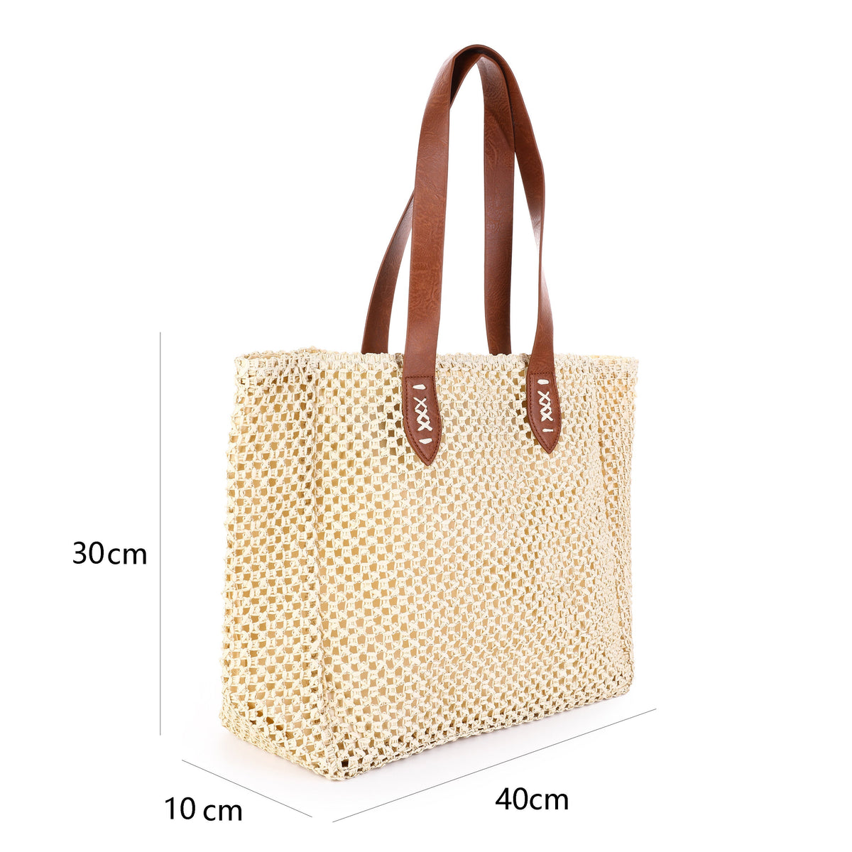 ELLA | BOLSO SHOPPER DE RAFIA BEIGE
