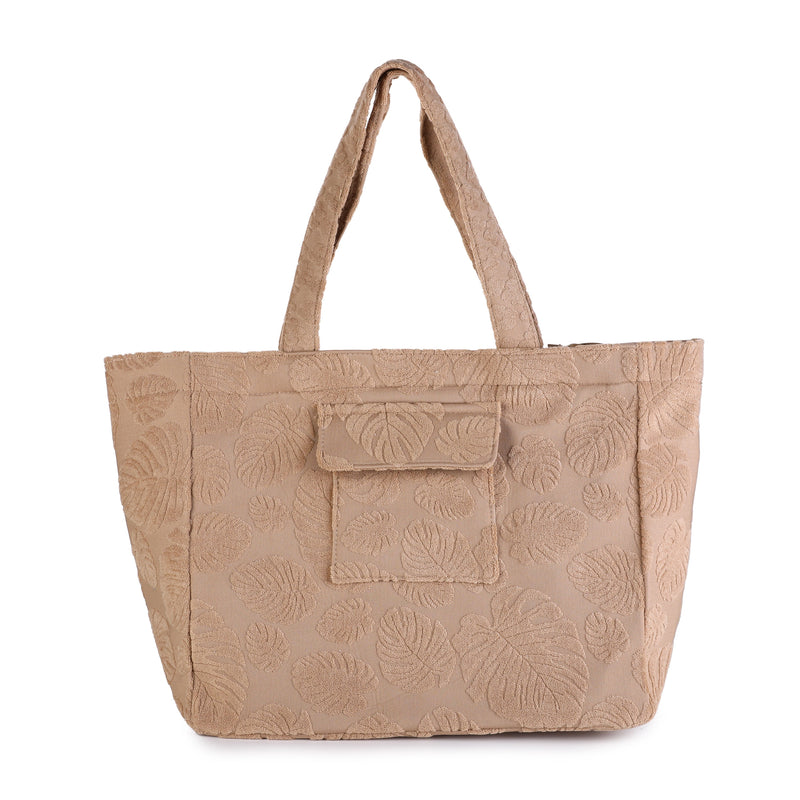 LUNA | BOLSO SHOPPER BEIGE CON RELIEVE FLORAL
