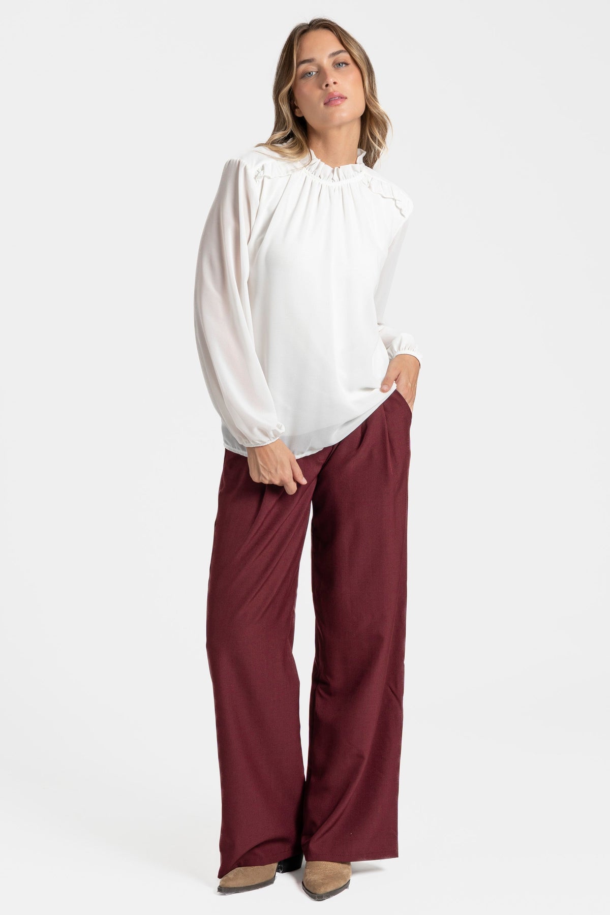 ZAYELIA FLAVI | PANTALÓN FLUIDO DE PERNERA ANCHA