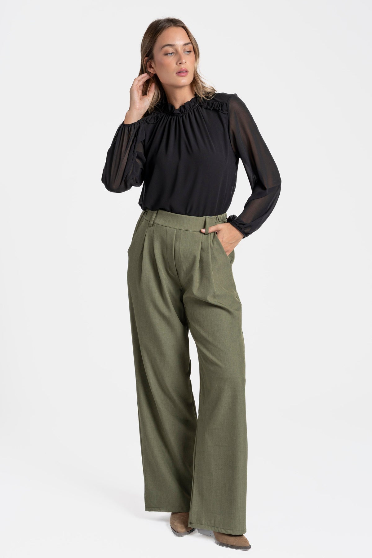 ZAYELIA FLAVI | PANTALÓN FLUIDO DE PERNERA ANCHA