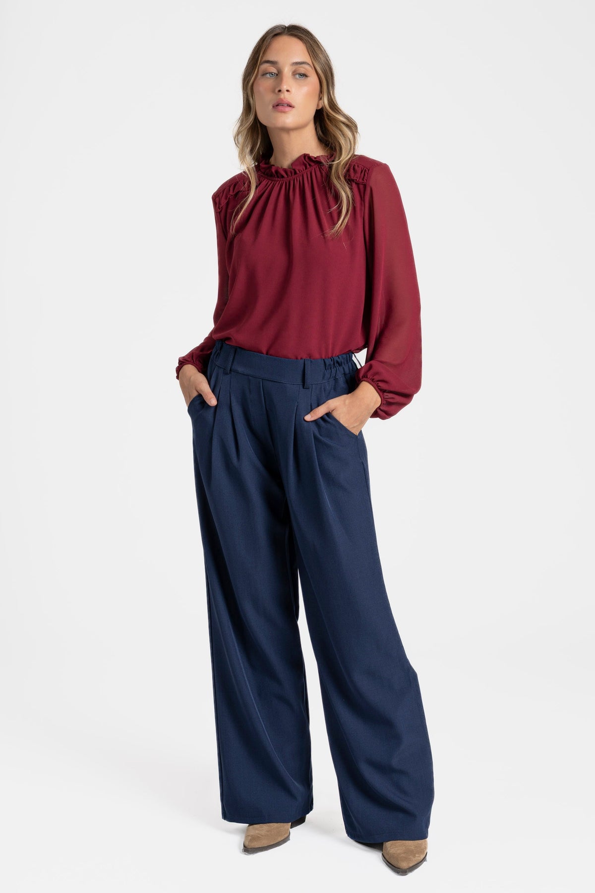 ZAYELIA FLAVI | PANTALÓN FLUIDO DE PERNERA ANCHA