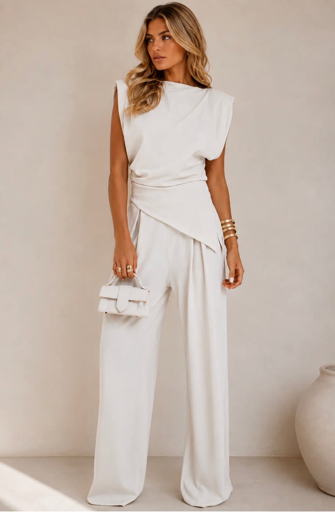 CELINE | MONO DRAPEADO DE PIERNA ANCHA