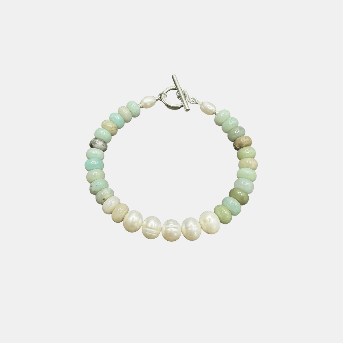 PULSERA TURQUESA Y PERLA DORADA