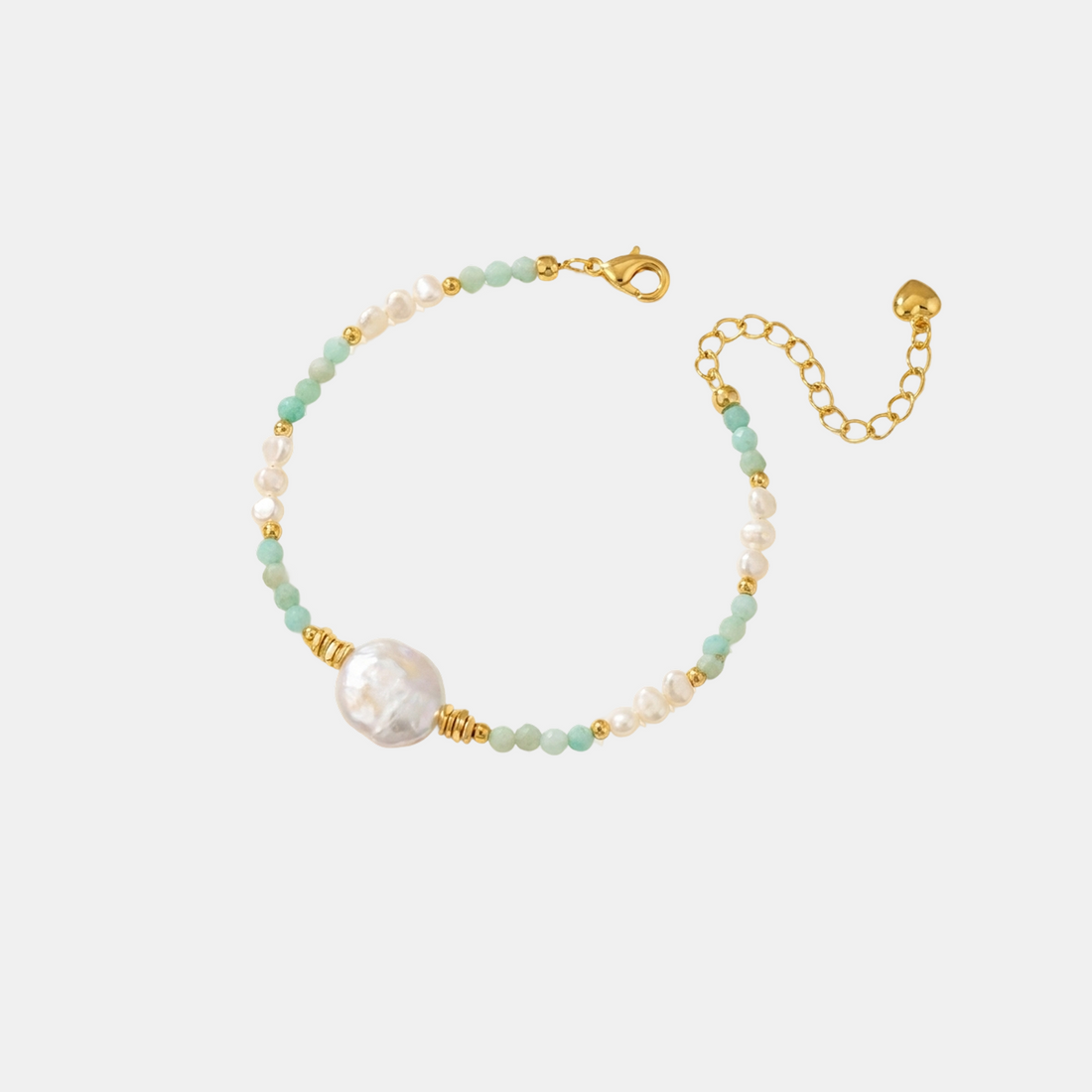 PULSERA AQUA PERLA DORADA