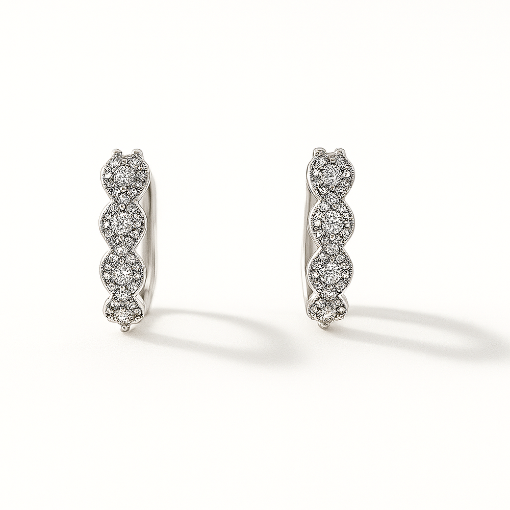 OVAL | PENDIENTES DE ARO EN PLATA DE LEY CON CIRCONITAS