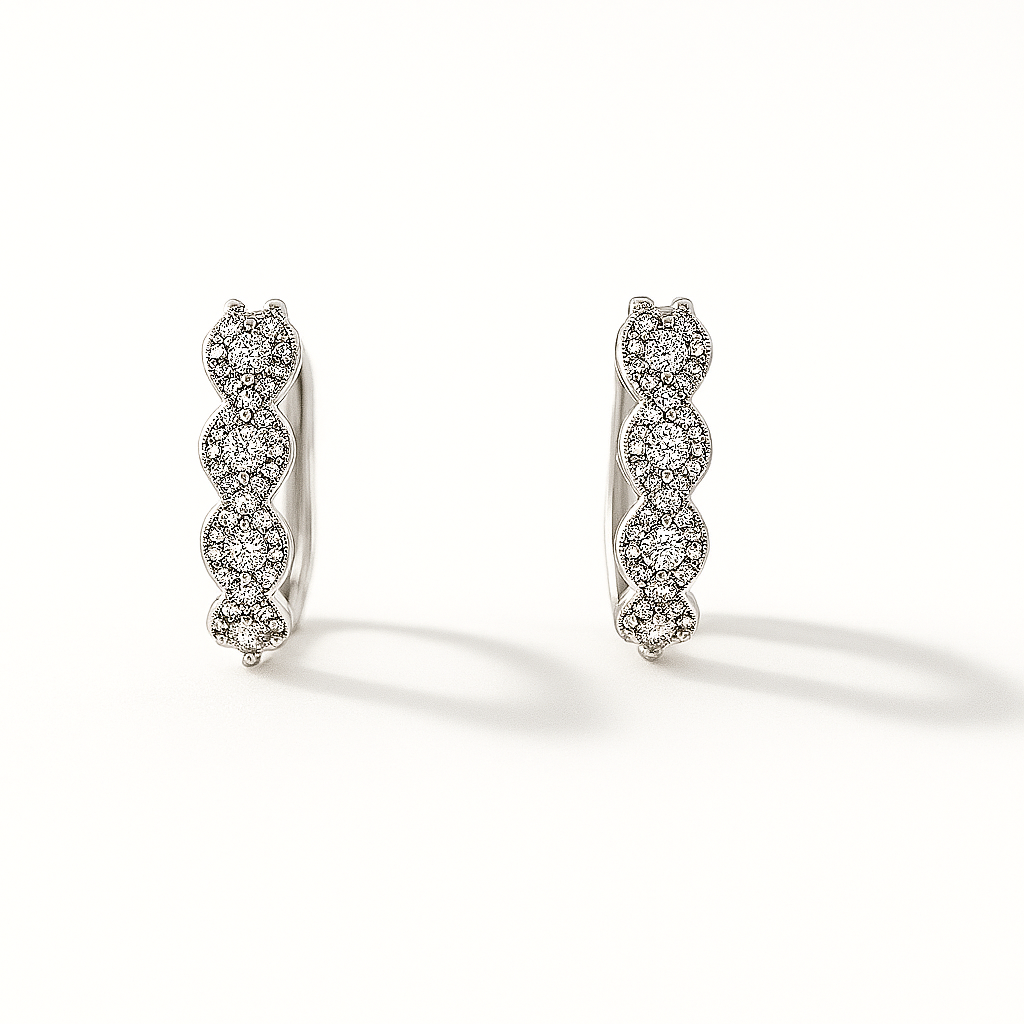 OVAL | PENDIENTES DE ARO EN PLATA DE LEY CON CIRCONITAS