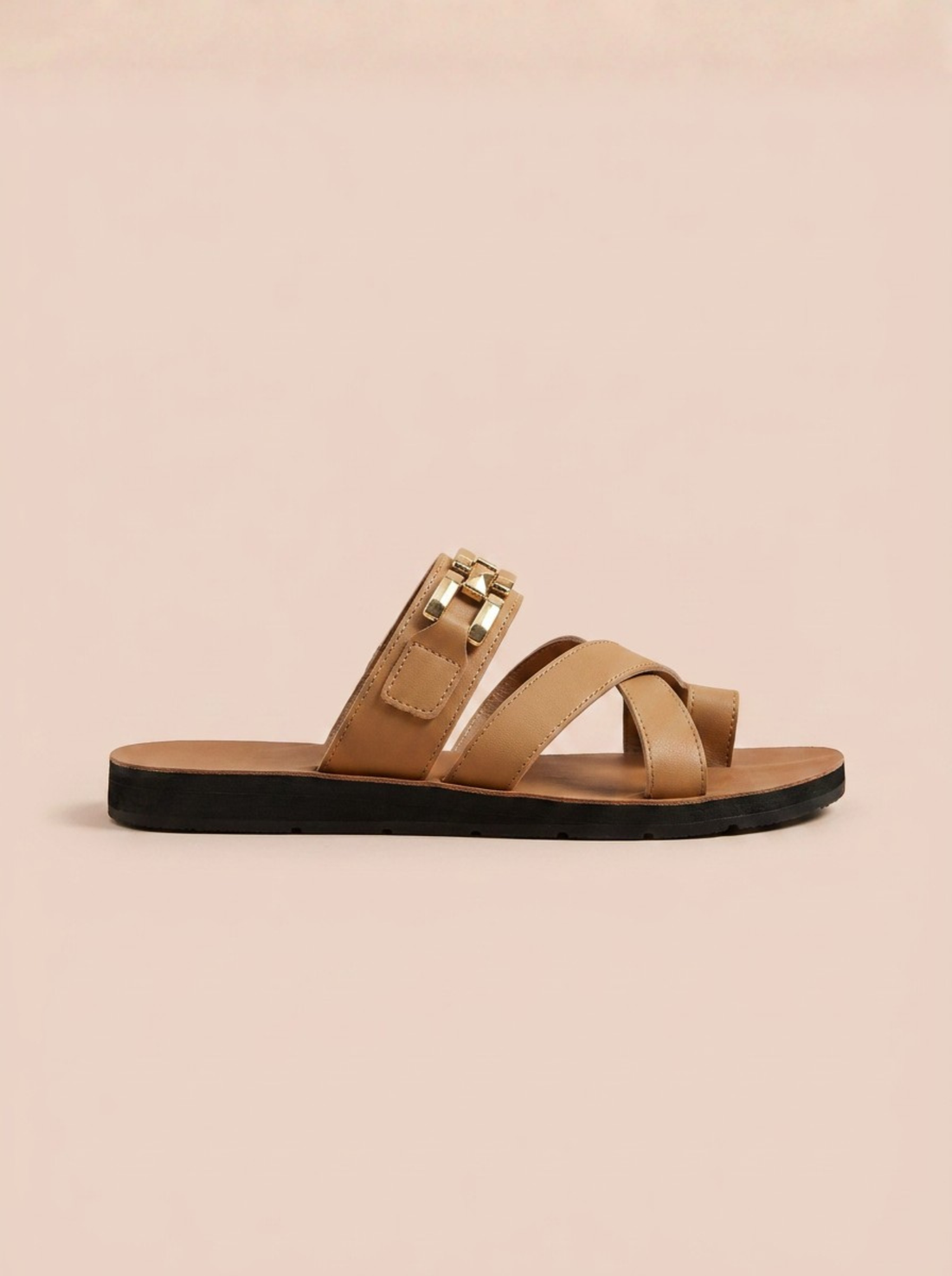SANDALIAS PLANAS CON DETALLE METÁLICO | MUJER