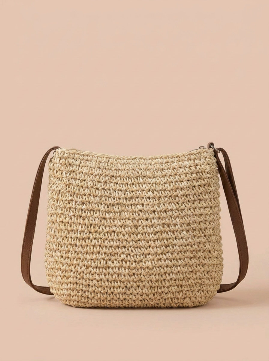 BOLSO BANDOLERA EFECTO RAFIA | MUJER