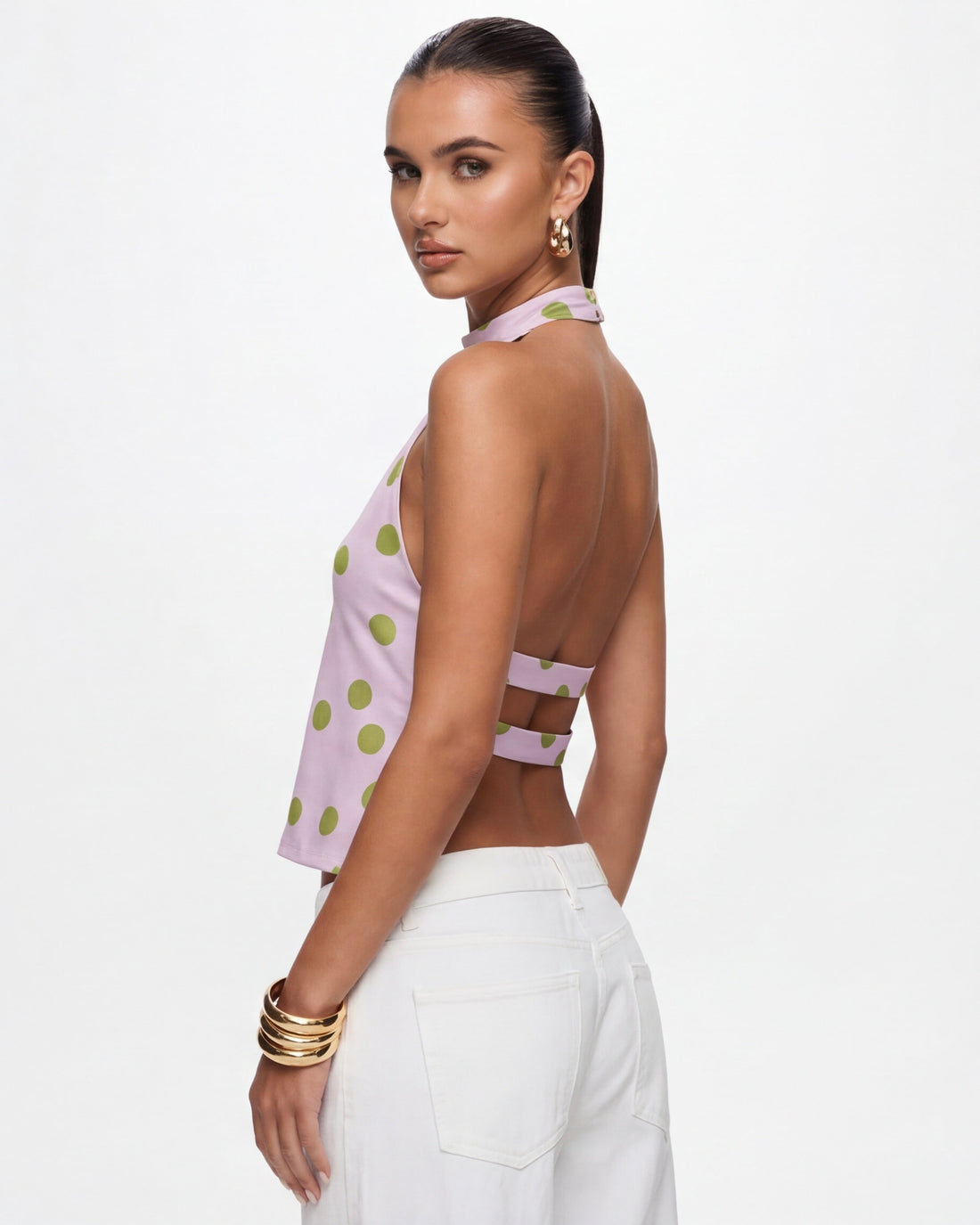 TOP HALTER MUSE CON ESTAMPADO DE LUNARES