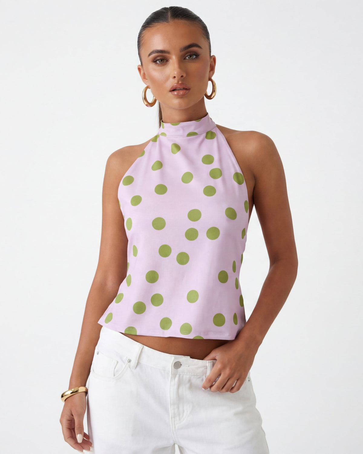 TOP HALTER MUSE CON ESTAMPADO DE LUNARES