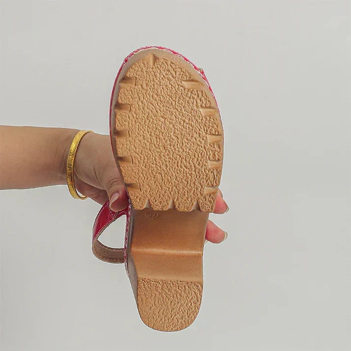 Eva - Sandalias peeptoe de tacón ancho con hebilla metálica